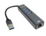 PremiumCord adapteris USB3.2 -> LAN RJ45 ETHERNET 10/100/1000 MBIT + 3x USB3.2 prievadas