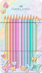 Spalvoti pie&scaron;tukai Faber-Castell Sparkle, 12 spalvų, metalinėje dėžutėje