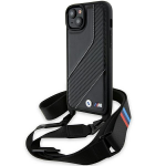 Apple iPhone 13 / 14 / 15 BMW dėklas M Edition Carbon Stripe & Strap (BMHCP15S23PSCCK) juodos spalvos
