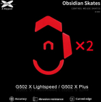 X-Raypad Obsidian Skates Logitech G502 X Lightspeed & G502 X Plus Raudona 2 vnt. (Raudoni) Pakaitiniai Pelė Feet