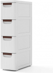 Promotions Riedantis organizatoriaus spintelė, 4 stalčiai, 41,9x19,1x109,2 cm, balta
