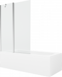 Vonia Mexen Vega su apdaila ir stiklo sienele, 170x70 cm + 120 cm, Baltas+Chrome/Transparent