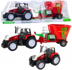 Lean Toys Žaislinis traktorius su priekaba ir pa&scaron;arų mai&scaron;ytuvu, 60 cm