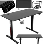 Elektrinis žaidimų stalas Shadow Gamer 1.0, juodas, 120 cm, reguliuojamas auk&scaron;tis, ergonomi&scaron;kas žaidimų stalas, kompiuterio stalas, konsolės stalas