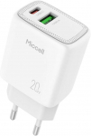 Orno Įkroviklis jungiama į tinklą Miccell VQ-T15, 20W, USB-A + USB-C, balta