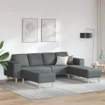Svetainės sofa 3 vnt. Tamsiai pilka Poliesteris