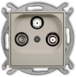 Karlik Elektrotechnik 60MGSN MINI Abonentinio lizdo mechanizmas, 2 i&scaron;ėjimai SAT + TV, pilk&scaron;vai rudas 60MGSN