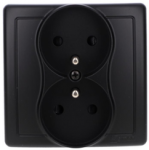 Kontakt Simon BMGZ2Z/49 Simon Basic Ki&scaron;tukinis lizdas su įžeminimu, dvigubas, monoblokas, su srovės takais, varžtiniais gnybtais, juodas, pilnas BMGZ2Z/49