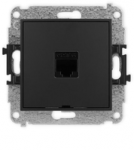 Karlik Elektrotechnik 12IGKBO-3 ICON Vieno kompiuterio lizdo mechanizmas 1xRJ45, kat. 6, 8 kontaktų, be apra&scaron;ymo lauko matinė juoda 12IGKBO-3
