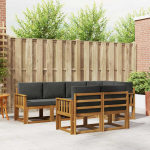 Lauko sofos komplektas su pagalve 7 pcs Natūralus ir antracitas