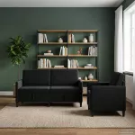 Sofa Sofos komplektas su saugojimu 2 vnt. Juoda Poliesteris