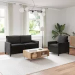 Sofa Sofos komplektas 2 vnt. Juoda Aksomas