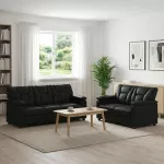Sofa Sofos komplektas 2 vnt. Juoda Dirbtinė oda
