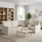 Sofa Sofos komplektas 2 vnt. Kreminė Aksomas