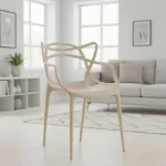 Artseries Moderni kreminė Ecru LOFT plastikinė ažūrinė kėdė virtuvės svetainei