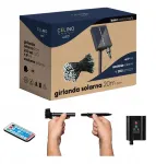 Celino saulės energija varoma led girlianda sodui 20m balta + pultelis
