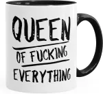 Moonworks Queen of Everything kavos puodelis poroms, vestuvių dovana, juodas, vienas dydis