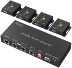 Vpfet Hdmi skirstytuvas-stiprintuvas per Cat5e 6 50m 1 įėjimas į 4 i&scaron;ėjimus, balun ethernet palaiko 1080p Hdcp Edid Poc, maitinimo &scaron;altinis