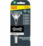 Wilkinson Quattro Essential 4 Precision Sensitive rinkinys: 5x Skutimosi galvutės + Rankena