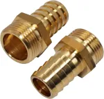 Skir'co (2 vnt.) žalvarinė jungtis su sriegiu ir spygliu 3/4 colio x 20 mm, žarnos adapteris su spygliu, žarnos jungtis, bsp sriegis