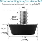 Sourcing map reguliuojamos baldų kojelės 2 vnt. M6 x 10 x 20 mm buitinių baldų reguliuojamos pasvirusios i&scaron;lyginimo kojelės grindų apsauga
