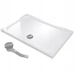 Stačiakampis du&scaron;o padėklas 120x100 slim žemas 5 cm baltas baltas su sifonu