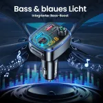 Diktofonas Bluetooth Fm siųstuvas automobiliui, Hi-fi garsas, 2x Usb-c/a greitas įkrovimas