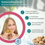 Tom&pat&reg; menstruaciniai kempinėlės - dermatest: labai gerai - su džiuto higieniniu mai&scaron;eliu - nebalinta natūrali kempinė kaip natūrali tamponų alternatyva, daugkartinio naudojimo