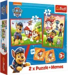 Trefl - Paw Patrol, &scaron;uniukų komanda veiksme - 3 viename: 2 x dėlionės + atminties žaidimas, dėlionės su pasakų personažais, 30 ir 48 elementai, skirtingi sudėtingumo lygiai, 24 memo kortelės, linksmybės vaikams nuo 3 metų