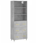 Vidaxl Vitrina, pilko betono spalvos, 69,5x34x180 cm, medienos gaminys