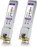 &Scaron;akotuvas Redlux 1g sfp rj45 mini-gbic modulis, cat.5e rj45 varinis ki&scaron;tukas, iki 100 m, 1000base-t varinis siųstuvas-imtuvas, suderinamas su cisco glc-t/sfp-ge-t, meraki ma-sfp-1gb-tx, ubiquiti uf-rj45-1g, 2 vnt.