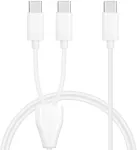 Gelrhonr Usb-c daugiafunkcinis įkrovimo kabelis, Usb C skirstytuvas, 2-in-1 Usb-c ki&scaron;tukas į 2 Type-c ki&scaron;tukus įkrovimo kabelis, suderinamas su mobiliaisiais Įrenginiais/android ir daugiau (baltas-1m-2 Usb C)