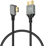 Gelrhonr mini hdmi į hdmi kabelis, 90 laipsnių ki&scaron;tukas, 48 gbps didelis greitis, 8k @ 60 hz, 4k @ 144 hz, skirta kamerai, vaizdo kamerai, hdtv, ne&scaron;iojamam kompiuteriui (0,5 m, stačiu kampu)