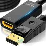 Retoo Displayport į Hdmi adapteris mini display port į hdmi konverterio adapteris į hdmi female suderinamas su hdtv monitoriumi projektoriumi staliniu kompiuteriu surface minidisplayport thunderbolt 25.5cm juodas