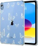 dėklas, skirtas ipad (a16) 11 kartos 11 colių 2025, ipad 10 kartos 10.9 colių 2022, įbrėžimams atsparus skaidrus apsauginis dėklas, plonas dėklas su smūgiams atspariu plan&scaron;etinio kompiuterio dėklu, baltas drugelis