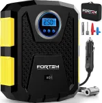 FORTEM automobilinis oro kompresorius 12 V 120 W su LED žibintu FRTM-DAC-Geltonas