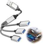 Euacesry Usb skirstytuvas 1 į 3, Usb 2.0 skirstytuvo Y kabelis įkrovimo kabelis maitinimo kabelis prailginimo &scaron;akotuvas adapteris, duomenų &scaron;akotuvas skyriaus dokas maitinimo &scaron;akotuvas duomenų perdavimui, suderinamas su ne&scaron;iojamuoju kompiuteriu