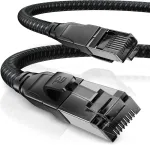 Csl - 15 m Cat 7 tinklo kabelis Juodas Series Gigabit Ethernet Lan kabelis - medvilninis apvalkalas - 10000 Mbits - patch kabelis - Cat.7 neapdorotas kabelis S Ftp Pimf ekranavimas su Rj 45 jungtimi - jungiklis mar&scaron;rutizatorius modemas
