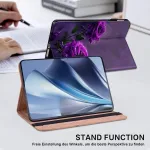 Bolelaw dėklas, skirtas Lenovo Tab M10 3rd Gen 10.1 colio 2022 (tb-328), Pu odinis dėklas su ra&scaron;iklio laikikliu, kortelių lizdu, stovo funkcija, atverčiamas dėklas, skirtas Lenovo Tab M10 Gen 3, rožių violetinė