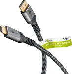 Goobay 65270 displayport 1.2 į hdmi 2.0 / iki 4k @ 50/60 hz rai&scaron;kos / 18 gbps duomenų perdavimo sparta / kryptinė kabelio jungtis / paauksuotos jungtys apsaugo nuo korozijos / pilka / 3 m