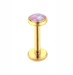 Auksinis Labret auskaras su rožiniu opalu, titanas, 1,2/12/3 mm