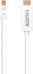 Baltas mini displayport į hdmi konverterio kabelis 2.0m, idealus įrenginių su mini dp i&scaron;vestimi prijungimui prie hdmi ekranų, užtikrinantis garso ir vaizdo perdavimą