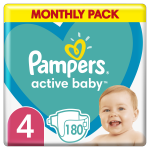 Sauskelnės Pampers Active Baby, 4 Dydis, 9&ndash;14kg, 180 vnt.
