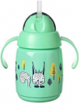 TOMMEE TIPPEE 300 ml 7+ mėn. mokomasis puodelis su &scaron;iaudeliu, žalias