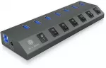 Icy Box Ib-hub1701-c3 7xusb tipo a, įjungimo / i&scaron;jungimo jungiklis kiekvienam USB prievadui