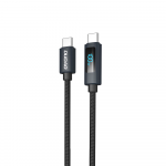 Dudao L7C USB-C &ndash; USB-C 100 W laidas su LED ekranu 1 m &ndash; juodas