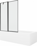 Vonia Mexen Vega su apdaila ir stiklo sienele, 180x80 cm + 120 cm, Baltas+Juodas frame