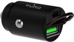 Įkroviklis Puro PURO Mini automobilinis greitasis įkroviklis 1 x USB-A + 1 x USB-C maitinimo &scaron;altinis 30 W (juodas)