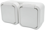 Duwi 60225 Aqua Pro IP55 ant pavir&scaron;iaus montuojamas dvigubas lizdas su įžeminimu, baltas, 60225