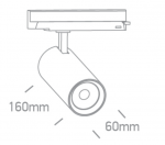 10/15/20W LED akcentinis &scaron;viestuvas į 3 fazių bėgelius, juodas, 3000/3500/4000K, 65606BT/B/V